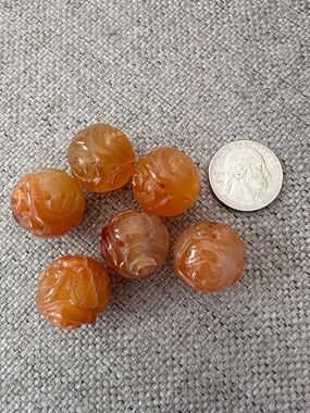 Vintage Chinese Carved Carnelian Beads